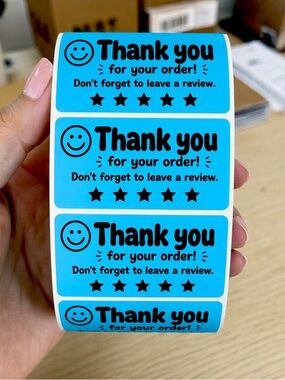 Blue 'Thank You for Your Order' Sticker Labels - Pack
